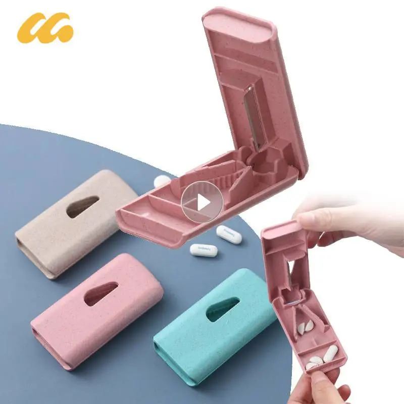 1PcsPillsCutterPillBox2In1TransparentMiniPortableQuickly