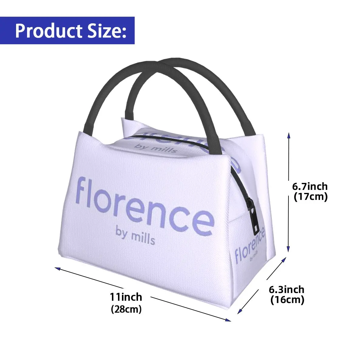 Florence By Mills Millie Bobby Brown 여성용 절연 도시락 가방 보관 식품 상자 컨테이너 쿨러 열 도시락 토트백