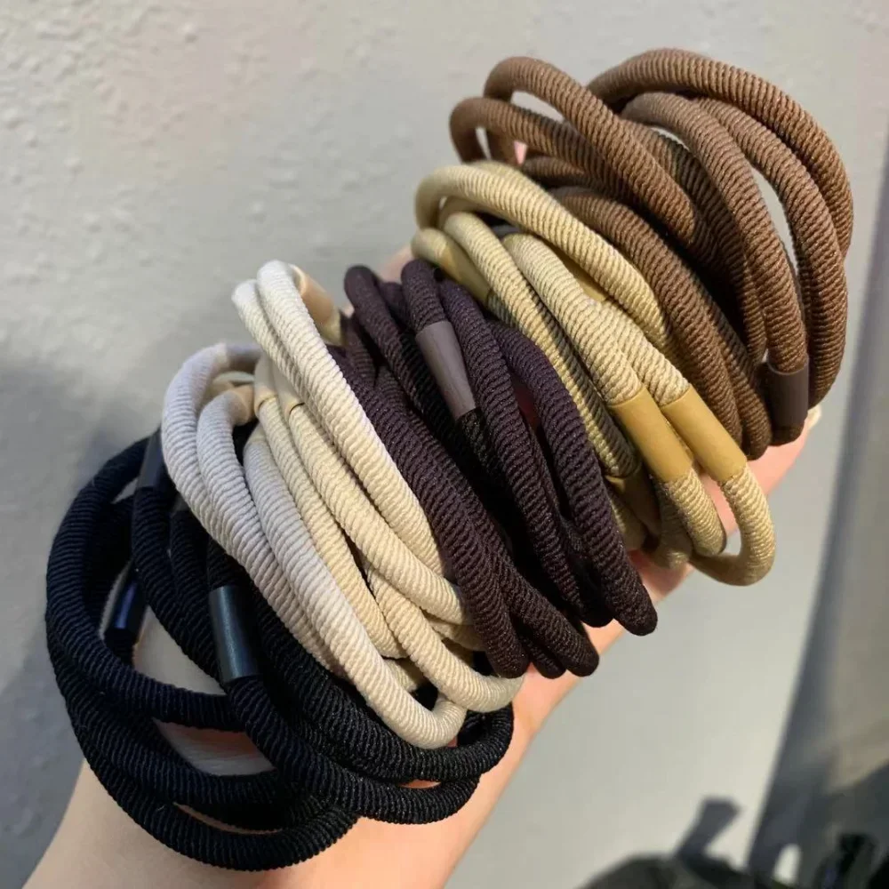 Set of 10 Durable Screw Thread Pattern Elastic Hairbands