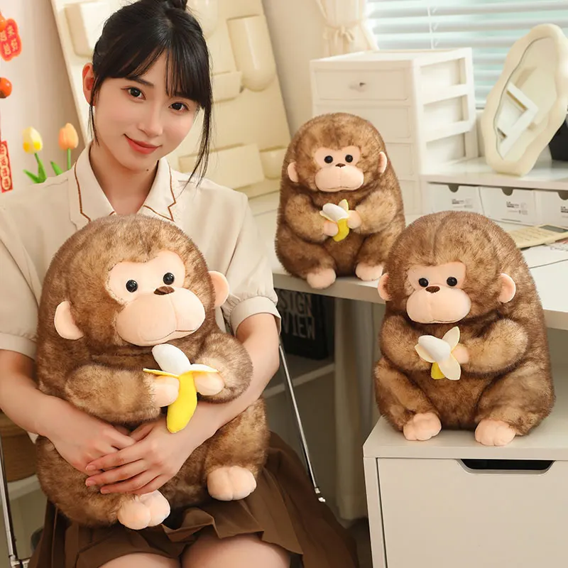 Hot Lovely Golden Monkey Plush Toy Monkey Holding Banana Dolls Kawaii Plush Toy Smooth Touch Soft Stuffed Animal Pillow Kid Gift