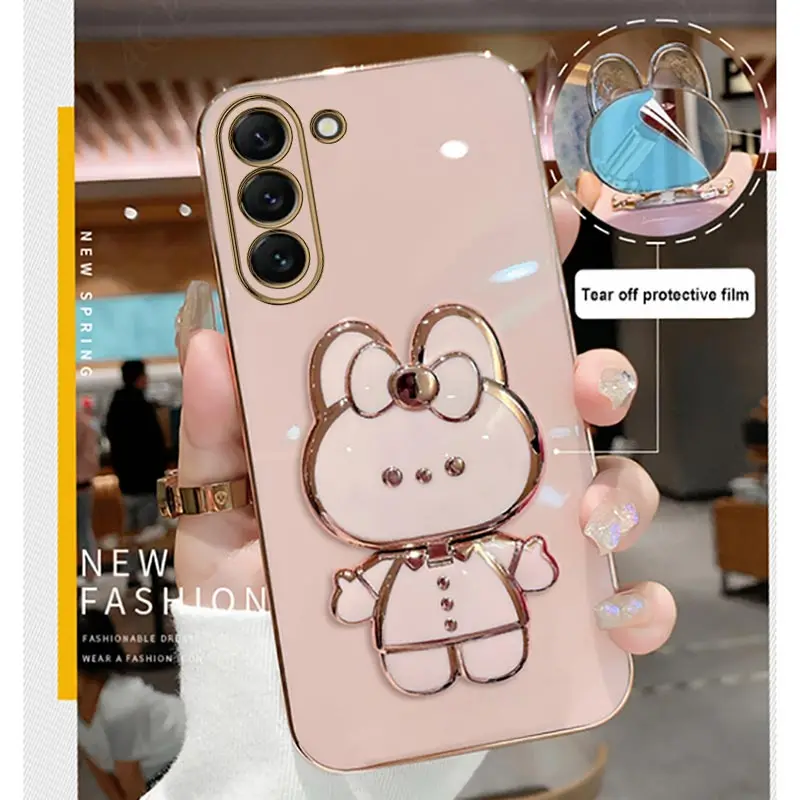 thumbnail image 1 of Mirror Plating Phone Holder Case For Samsung Galaxy S23 S20 S22 S21 S10 S9 S8 Note 10 20 8 9 Plus Ultra 5G S20 Fe Stand Cover, 1 of 5
