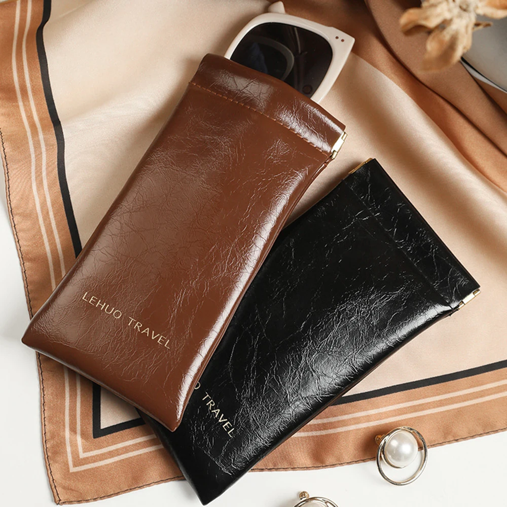 Portable Soft Leather Reading Glasses Bag Case Waterproof Solid Sun Glasses Pouch Simple Eyewear Storage Bags Eyewear Accessorie