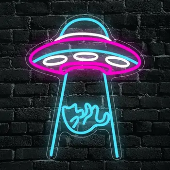 UFO Cat LED Neon Sign – Alien Cat Neon Wall Decor