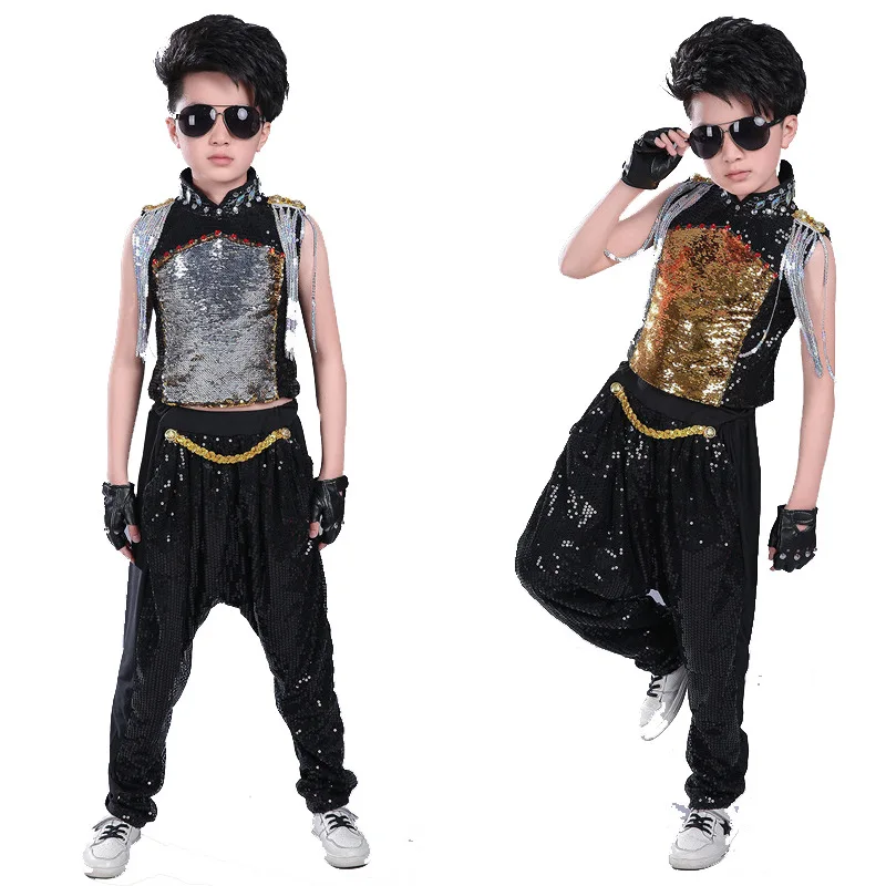 

Children's modern dance drum sequined dance skirt boys and girls costume children's jazz dance costume