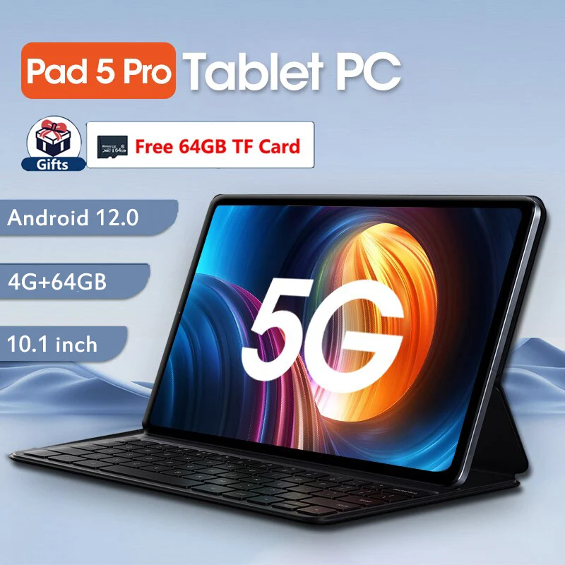 

2023 New Global Version Tablet Android 12.0 Pad 5 Pro 4GB+64GB+Free 64GB TF Card Tablets PC 5G Dual SIM Card or WIFI HD 4K Mi