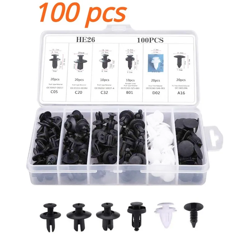 Auto Fasteners Assortment 50/100/620 Pcs Car Bumper Retainer Clips Fender Rivets Expansion Screws Auto Fasteners Assortment with Fasteners Remover