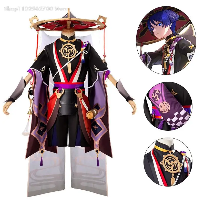 

Scaramouche Cosplay Game Genshin Impact Costume Hat Shoes Wig Anime Halloween Genshin Cosplay Scaramouche Costume for Men