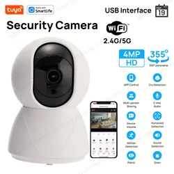 Smart 2K Indoor Security Camera - WiFi-Connected Baby and Pet Monitor with PTZ Functionality and Mobile App Integration - Type-C