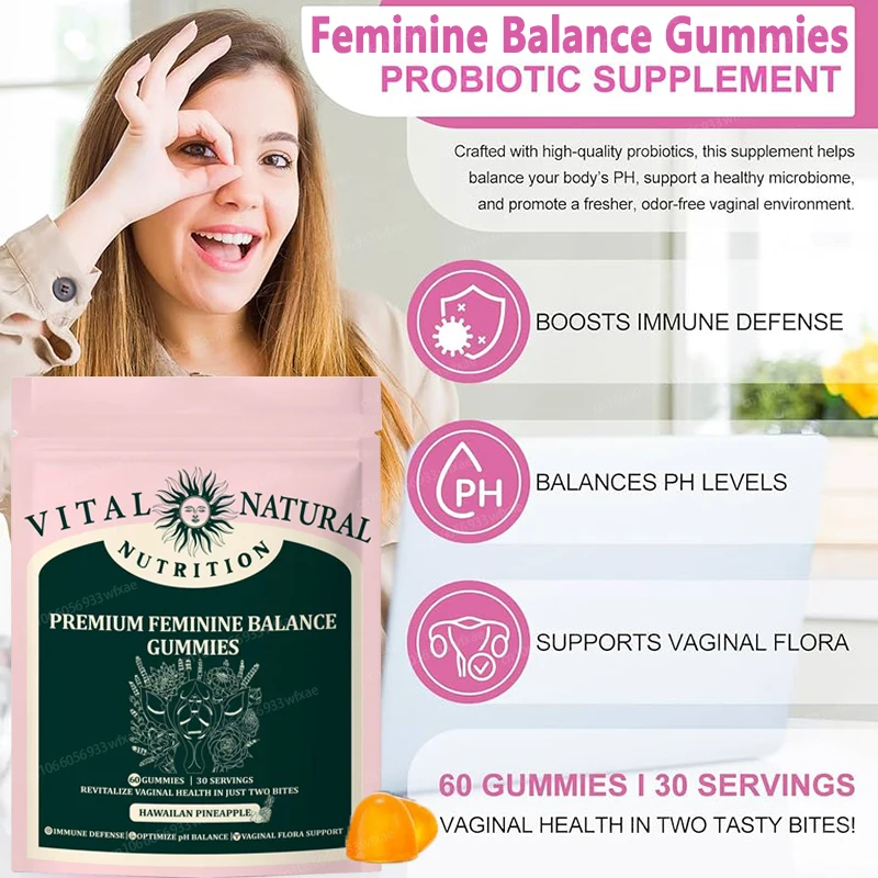 Feminine Balance Gummies PH Level Vaginal Ph Balance Healthy Vaginal Flora &Yeast Support Health Odor