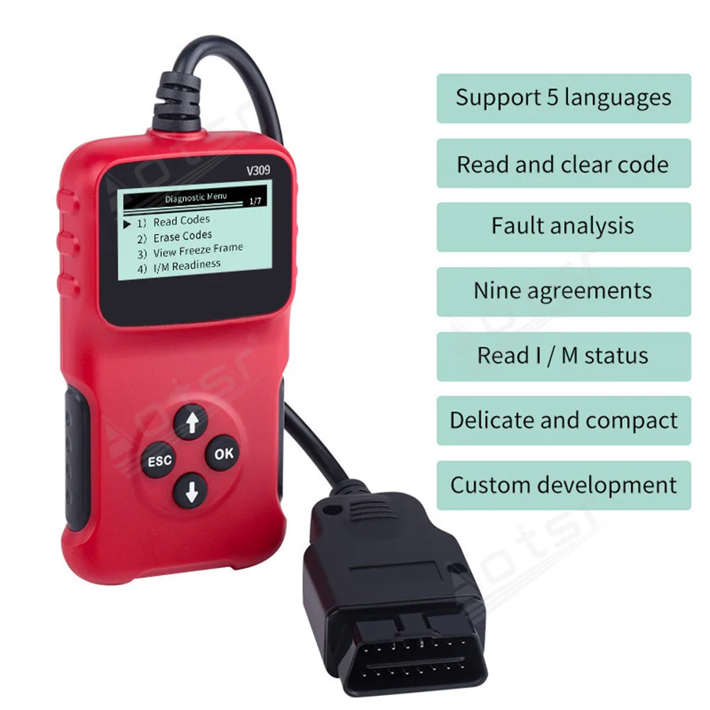 Componenti per la manutenzione dei motori generali per strumento diagnostico per auto V309 Versione nazionale/foregin Analisi dei guasti OBD,elm327 - Image 3