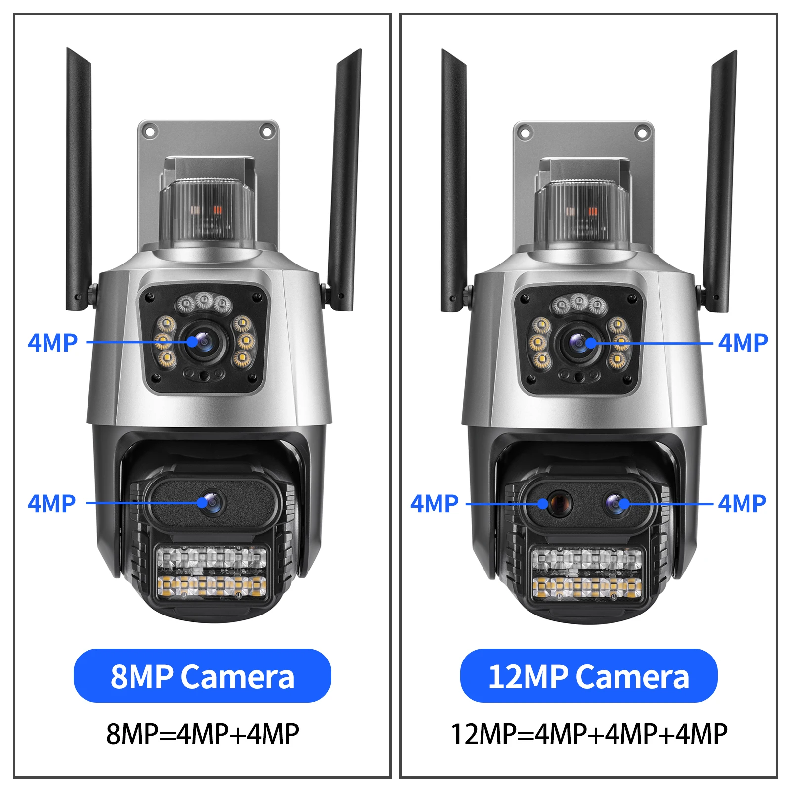 12MP 8MP WiFi Camera PTZ Protection Outdoor Three Lens Dual Screen 8X Zoom Security 4K Video Surveillance iCSee Bluetooth Alexa security camera