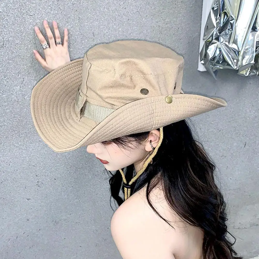 

Outdoor Fisherman Hat Sun Protection Anti-UV Solid Color Travel Fishing Climbing Hiking Large Brim Bucket Hat For Women Men