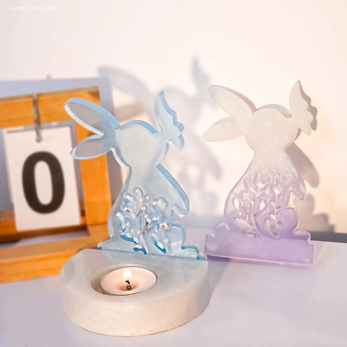 Easter Rabbit Candle Holder Silicone Mold Rabbit Kiss Butterfly Candlestick Mould DIY Aromatherapy Gypsum Resin Home Decoration silicone mold