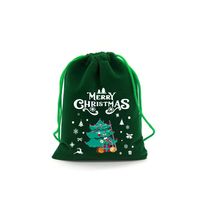 Description Picture 5 of item5Pcs/Lot Christmas Velvet Bags Advent Calendar Xmas Gift Bags 9x12 10x16cm Drawstring Pouch Xmas Candy Jewelry Packaging Bags