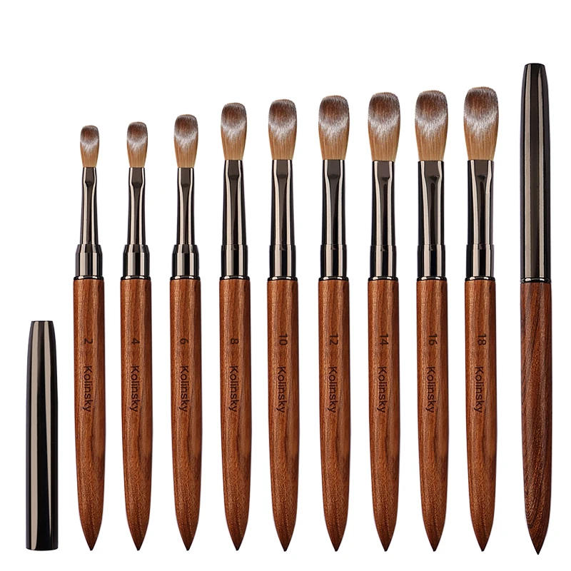 1PCS Kolinsky Acrylic Nail Brush Set 3D Pure Handmade Nail Brushes For Acrylic Application Professional Nail Art Brush 6