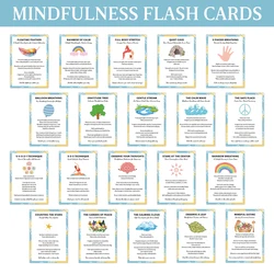 Mindfulness Flash Cards: Illustrated Visualization & Grounding Exercises for Anxiety Relief - Portable Gift Set, 20 Pieces (20pcs)