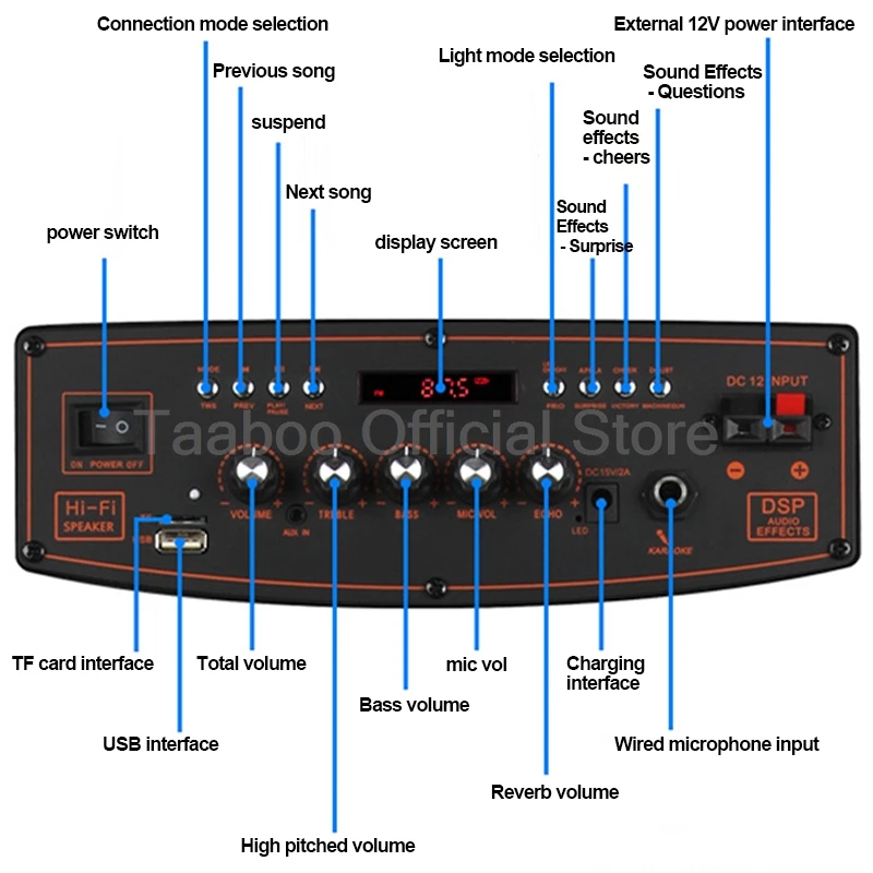 12 Inch Audience Bluetooth Speaker Outdoor Portable Karaoke Trolley With Wireless Dual MIC Remote Control Pull Rod Subwoofer