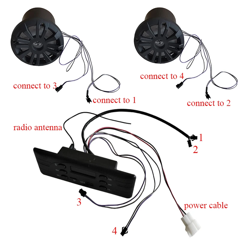 Car MP3 FM USB Stereo Receiver With 4" Speakers With Colorful LED Lights Radio Bluetooth USB FM For Electric vehicles Tricycle