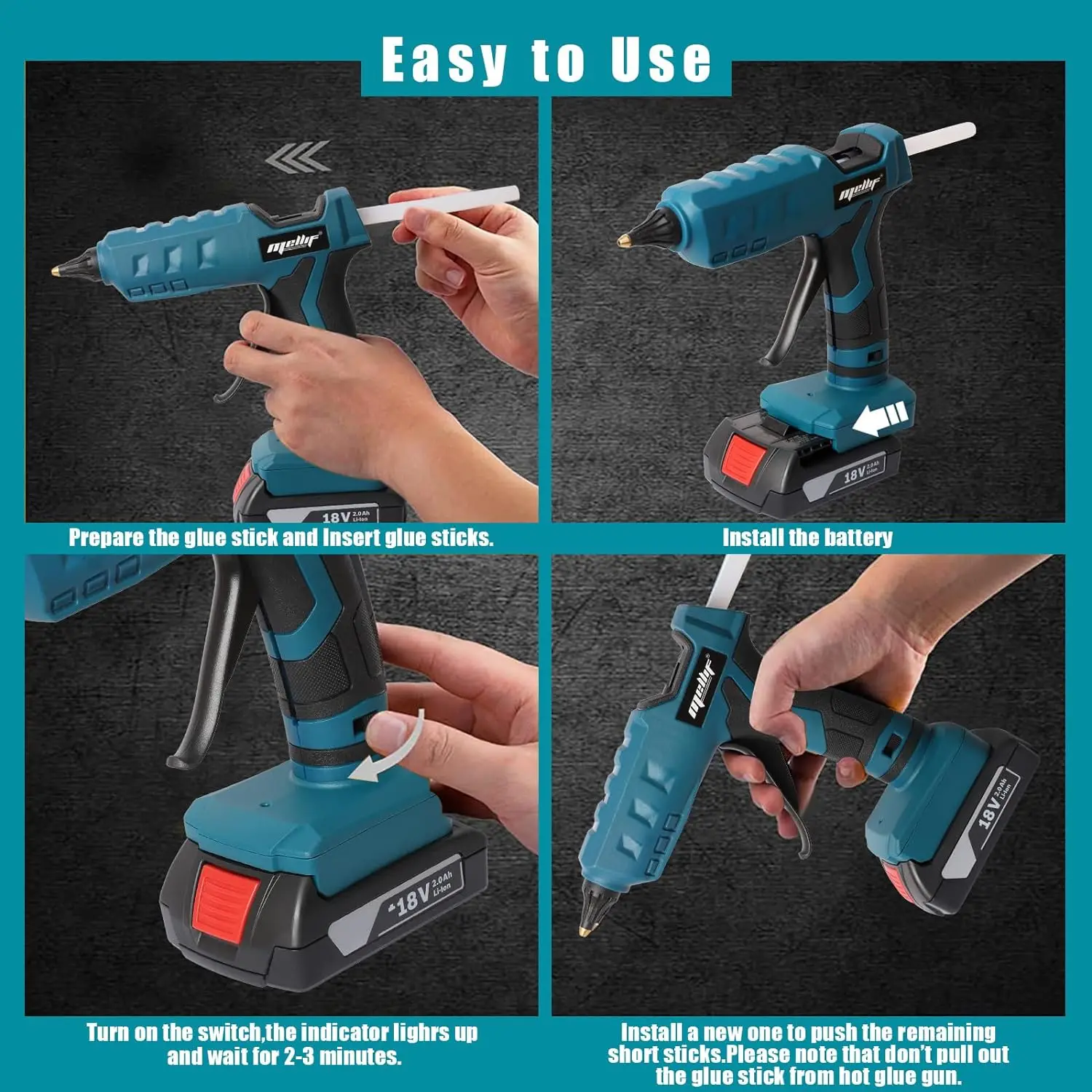 Cordless Glue Gun for Bosch 18V Battery GBA/GBA ProCORE Hot Glue Gun Full Size 11mm Stick for DIY Crafting Christmas(NO BATTERY) 6