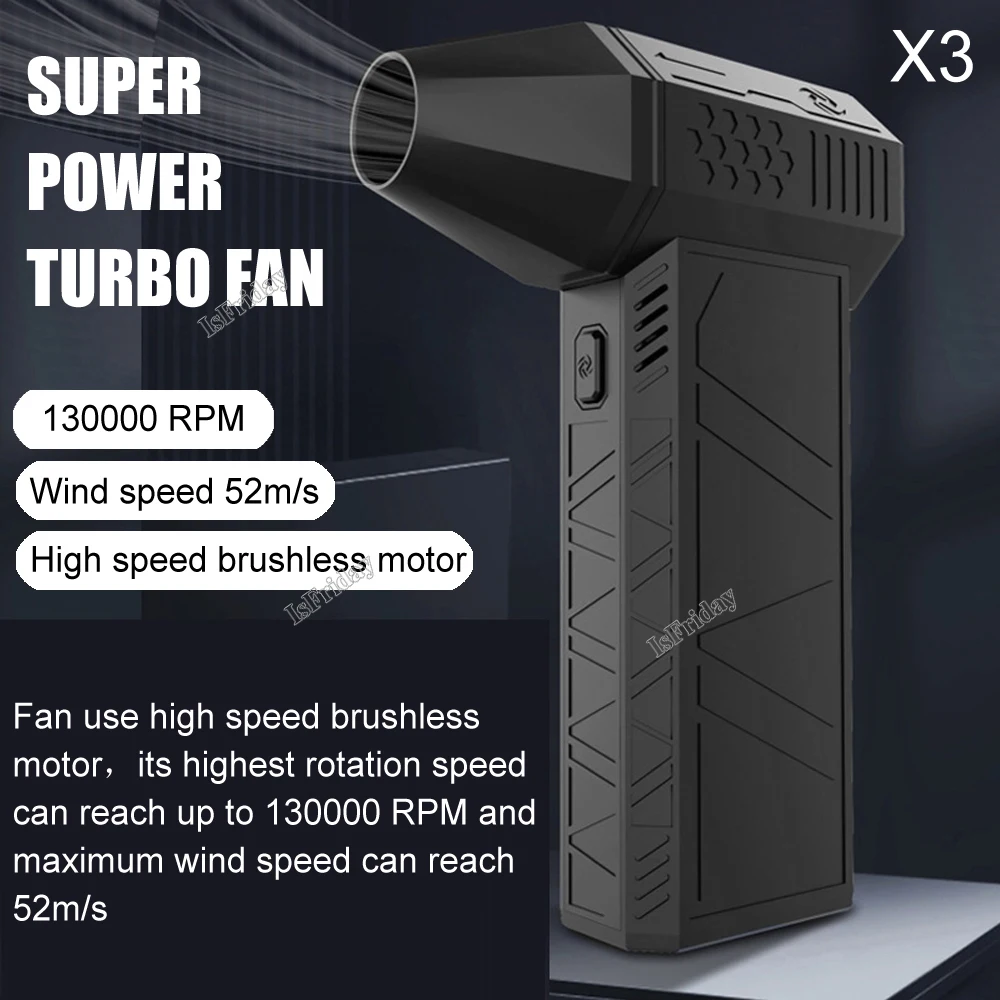 X3 Violent Blower Mini Turbo Jet Fan 52m/s 130000 RPM Handheld Brushless Motor Jetdry 3nd Turbo Air Blower customized handheld laser welding motor swing welding laser radar brushless pan head large and medium hole brushless motor