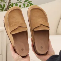 Bebealy sabots en daim de liège pour femmes nouvelles Mules authentiques hommes chaussures de pommes de terre de mode avec Support de voûte plantaire sabots confortables en liège pantoufles 1