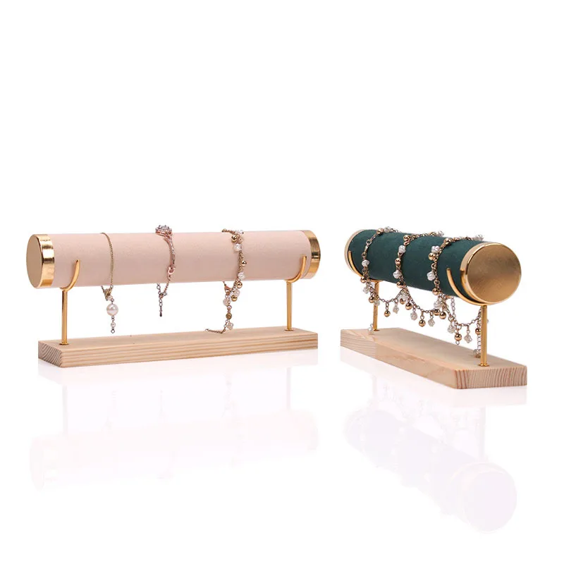 Velvet Bracelet Rack Jewelry Hard Bangle Necklace Display Stand Holder Jewelry Portable Chain Watch T-Bar Display Stand