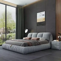 Lit de chambre unique et minimaliste, style nordique, avec rangement, rembourré, design élégant, cadre de lit Queen 180x200cm, accessoires de maison 3