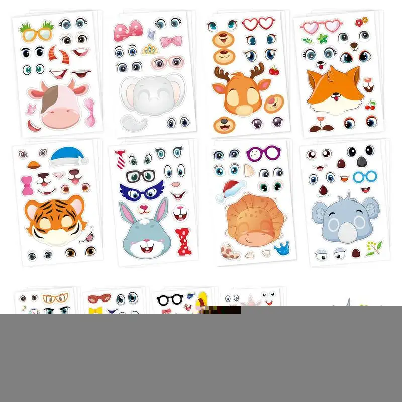 

Cute Animal Face Stickers 12 Styles Make A Face Sticker Kit Anti-fade Safe And Fun Animal Mix And Match Sheets For Students