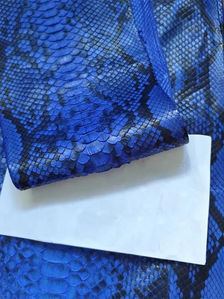 Blue Python Skin Material Genuine Leather Leathercraft Wallet Phone Case DIY Accessories Soft Leather Piece Fabric