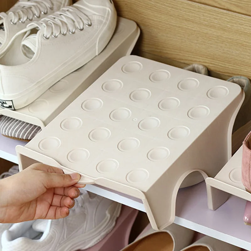 1Pcs Household Storage Shoes Shelf Save Space Shoe Rack Double Support Plastic Integrated Simple Shoecase Dormitory Shoe Cabinet 5