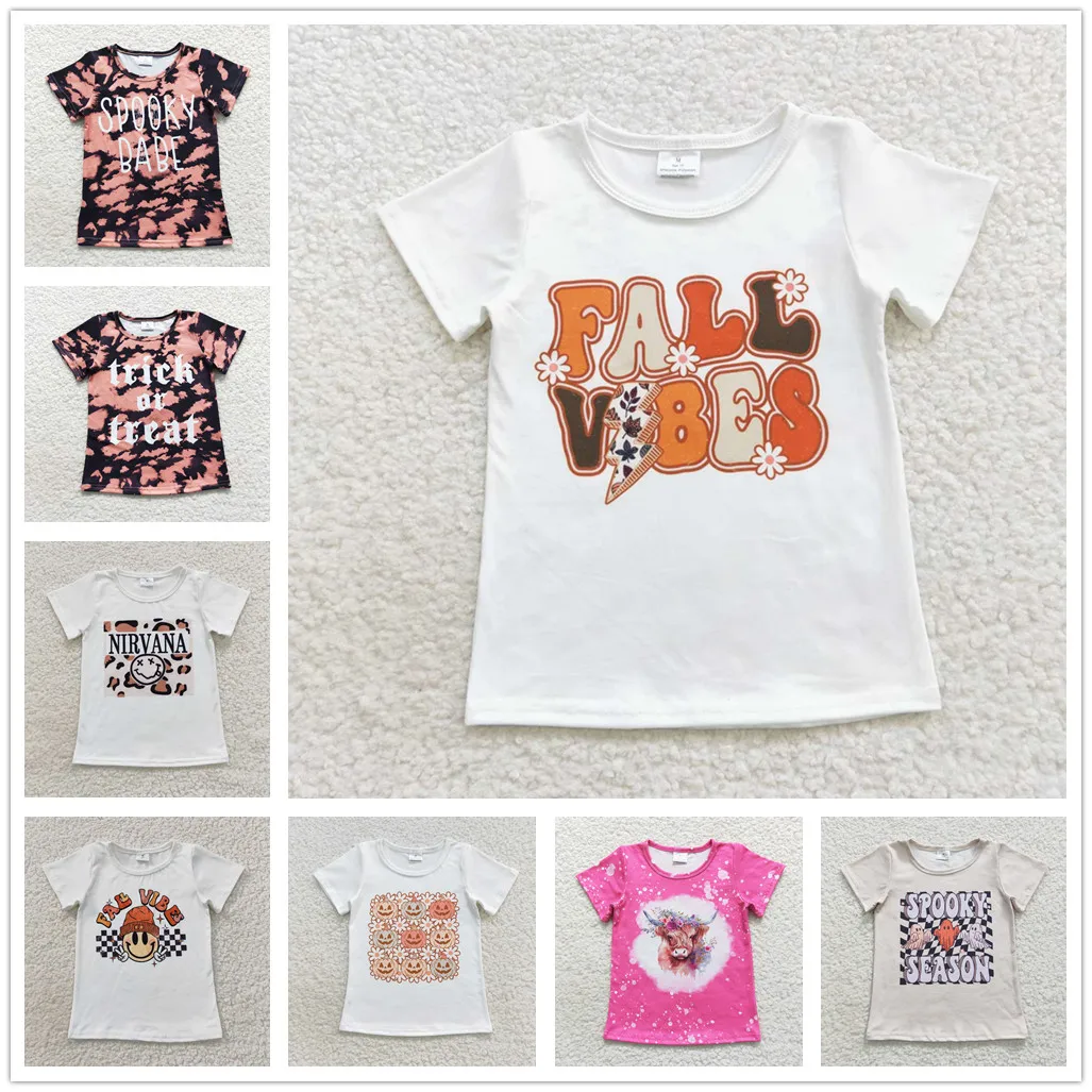 

New Update Wholesale Children Boutique Tops Toddler Baby Fall Short Sleeve Tees Kids Halloween T Shirts