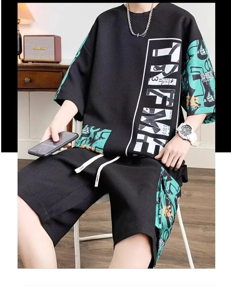 S-6XL Large Men's Sports Suit Japan High Street Fashion T