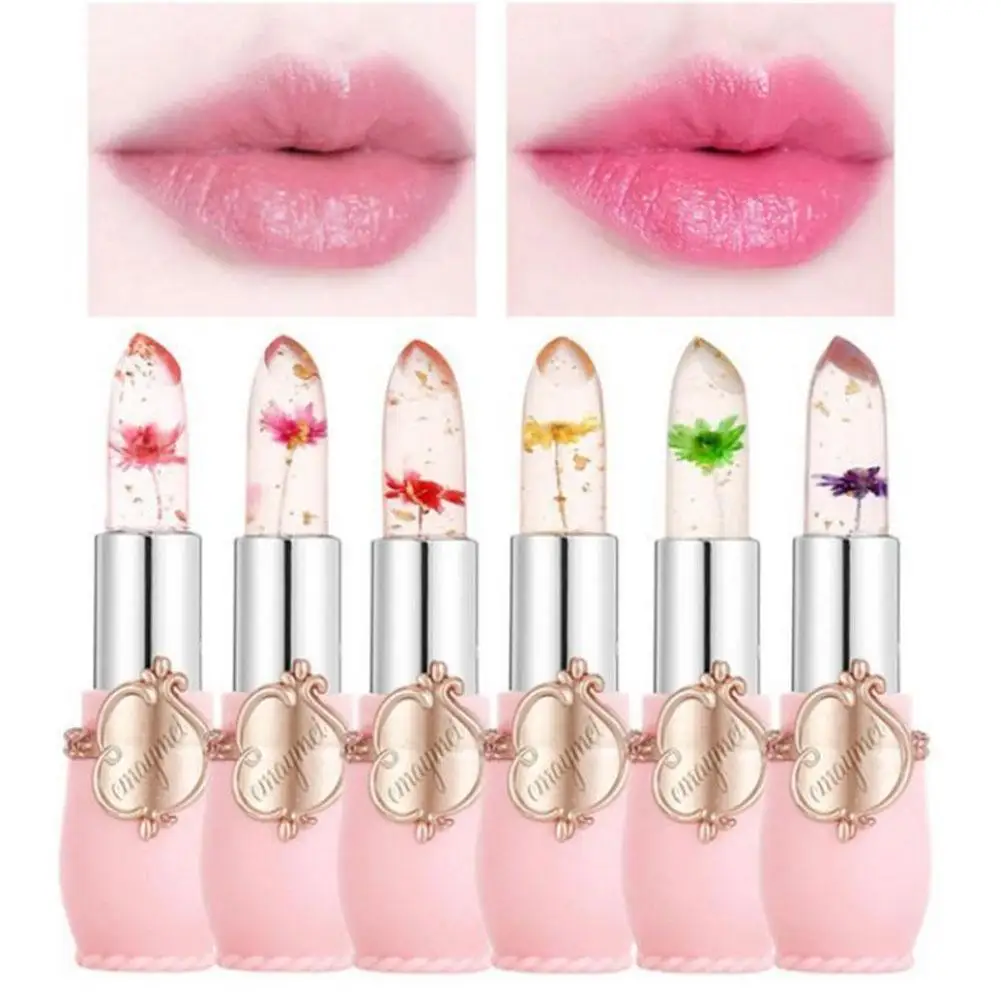 

6Pcs/Box Crystal Clear Flower Jelly Lip Balm Lipstick Kits Temperature Color Changing Lip Gloss Moisturizer Nourishing Lip Stick