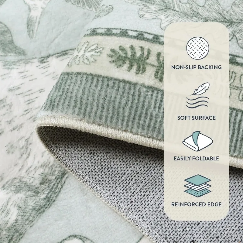 Bohemian Style Living Room Carpet Large Area Animal Print Bedroom Rug Machine Washable Foldable Non-slip Coffee Table Mats Tapis