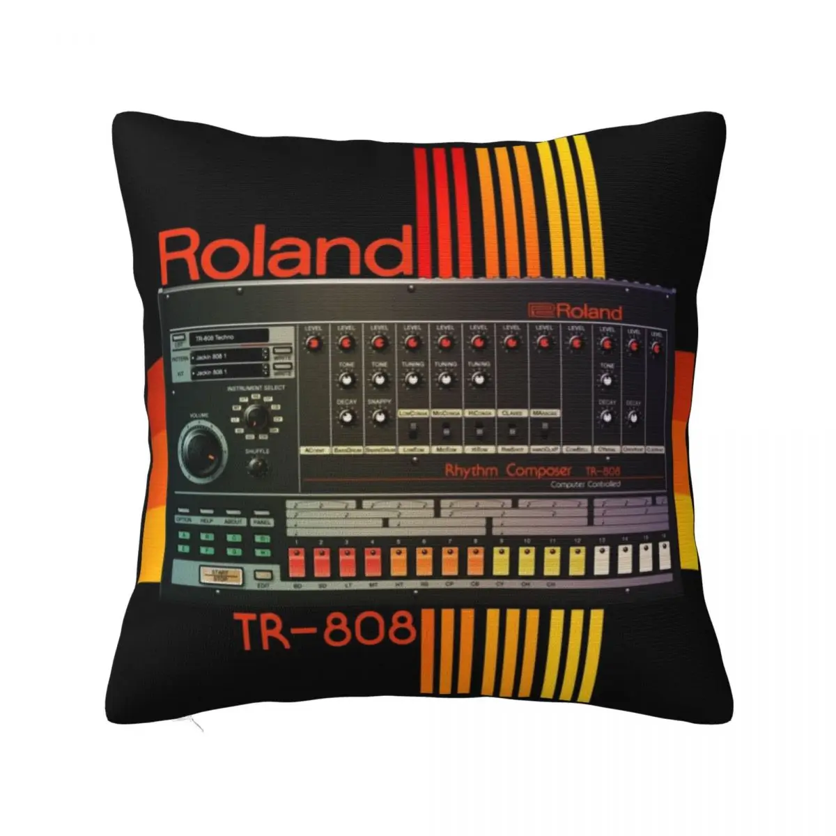 Roland Tr-808 Drum Machine: Modello Di Strumento Musicale Elettronico Di La French Touch Throw Pillow Capodanno
