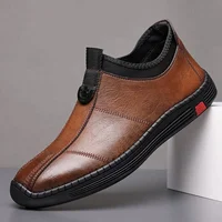 Men's Casual Leather Shoes Comfortable Mid-Cut Slip-On Work Shoes Lightweight Versatile Wear-Resistant Spring Autumn Season