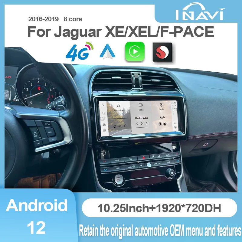 

Android 12 For Jaguar XE XEL F-PACE 2016-2019 Automotive Media Player CarPlay GPS Radio 4G WIFI Navigation Support OEM Systems