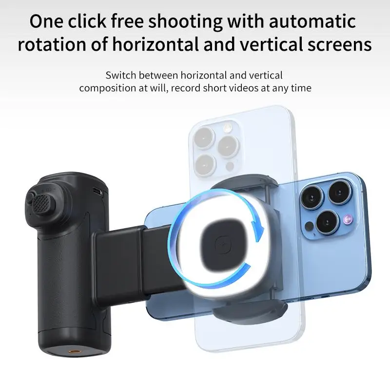 Enhanced Bluetooth Selfie Grip with Photography Light and Auto-Rotate Stabilization
