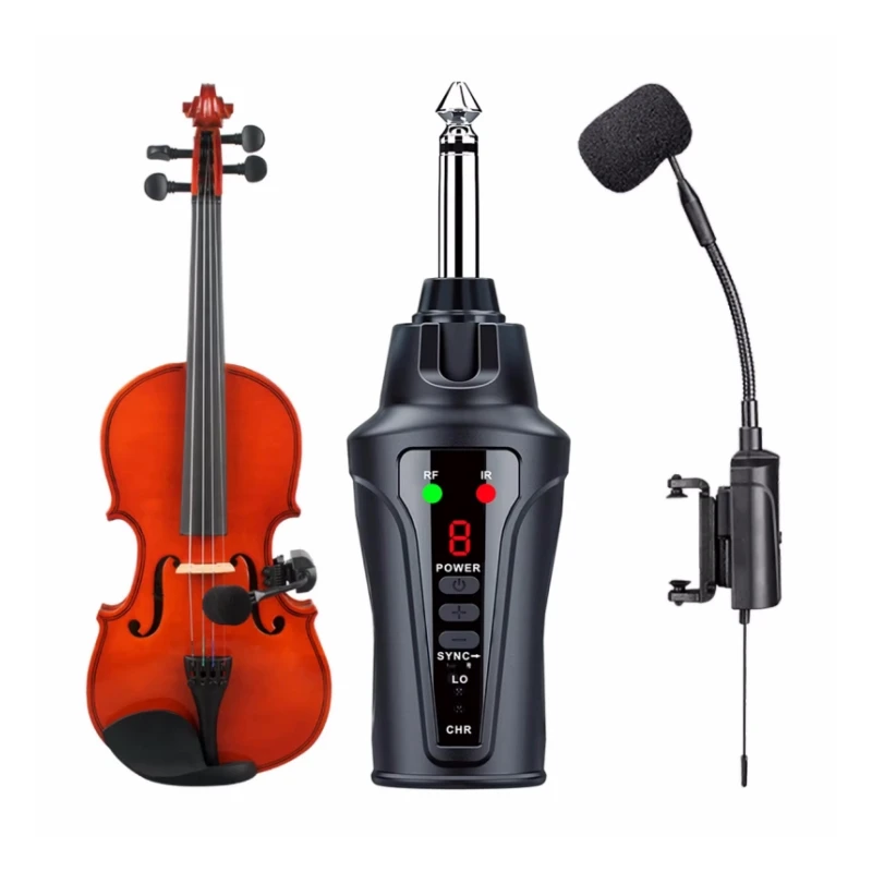 Micrófono Inalámbrico UHF Para Violín VT-5 - Transmisor De Clip Con Cuello De Cisne, Receptor Incluido