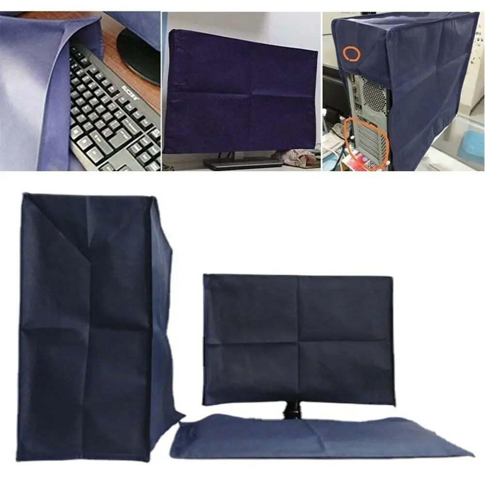 3PCS Blue Desktop Computer Dust Cover 19 To 34 Inches Moisture-proof Computer Protective Cover Nonwovens Breathable