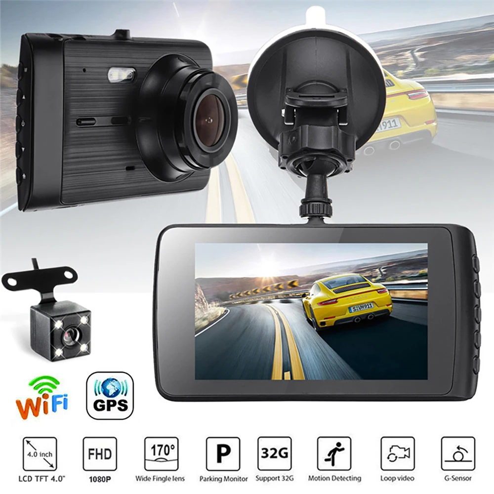 

Автомобильный видеорегистратор, 4,0 дюйма, Full HD 1080P, с ночным видением