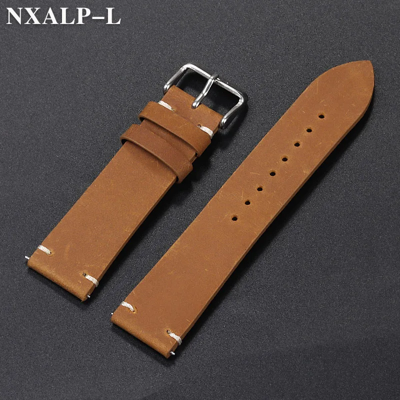 Handcrafted Vintage Leather Watch Band with Handmade Stitching