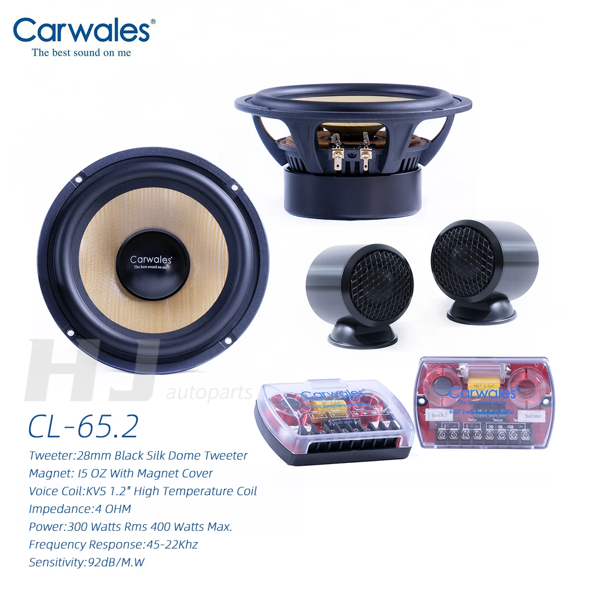 6.5 Inch 2-way Car Radio Audio Speaker Kit Treble Bass Component Speakers Kit Car Tweeter Sub Woofer 6.5 Inch Horn Set For