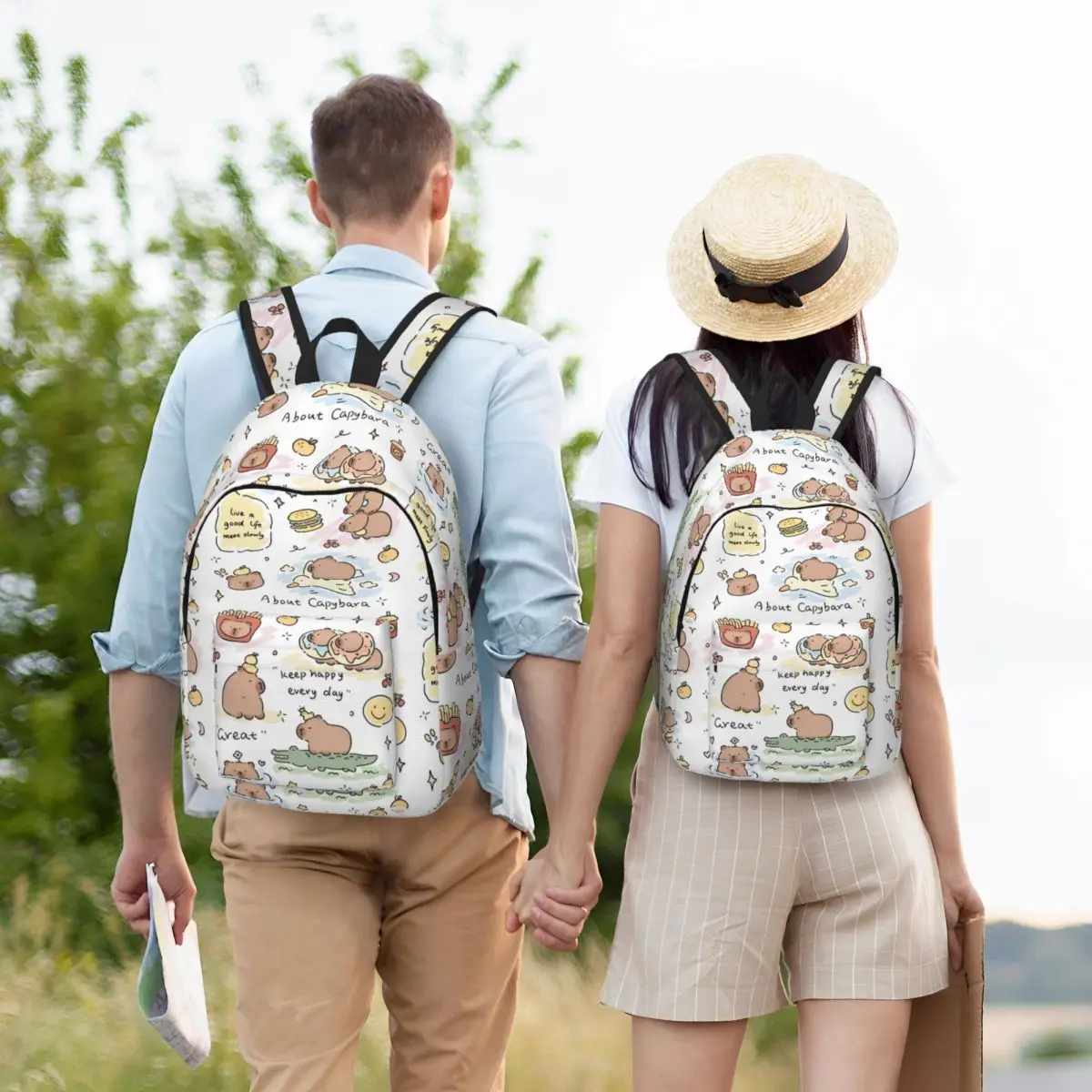 Kawaii Capybara Cartoon Cute Backpack Elementary High College School Student Bookbag Teens Canvas Daypack Gift 5
