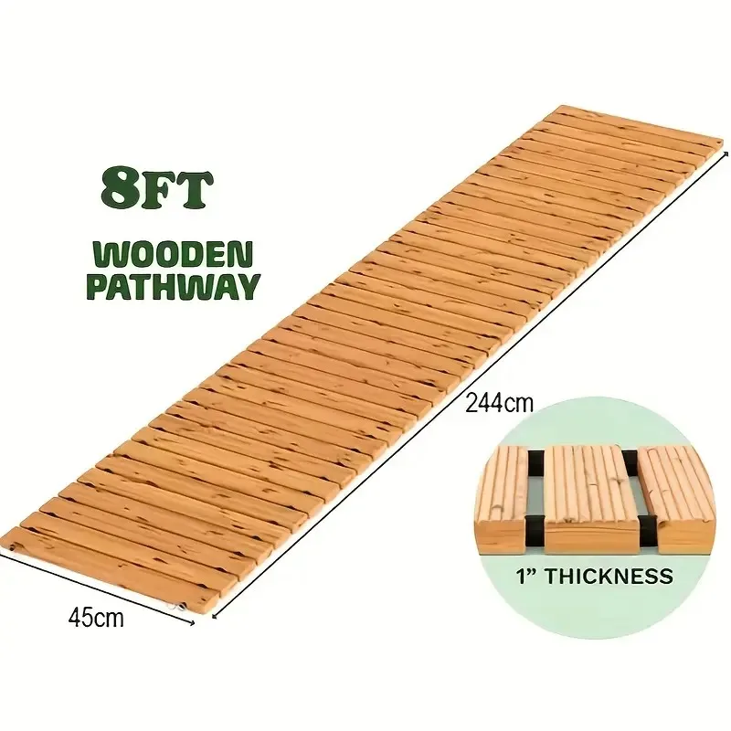 מסלול גינה עץ עמיד במזג האוויר באורך 8 רגלים לאירועי חתונה, פטיו וקישוטים, מתאים לחצר החיצונית