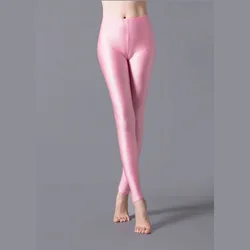 High Elastic Shiny Skinny Leggings - Plus Size Sexy & Skin - Friendly Yoga Pants - PLUS( 65 - 95kg) (Pink)