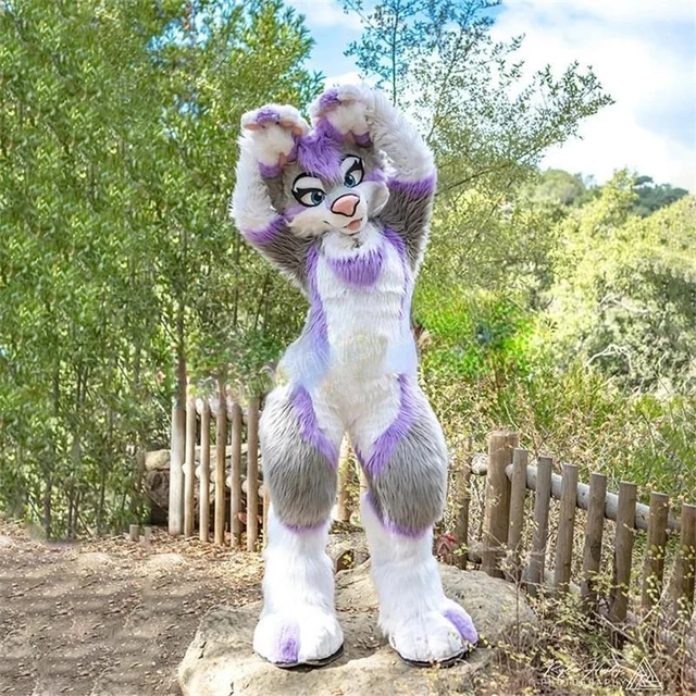 FurryMascot Kemono Eyes Grey Cat Plantigrade Bodysuit Fursuit Fullsuit Teen Costumes Child Full Furry Husky Wolf Dog Fox Suit Furries, Furrymascot/Com, Black,blue,white, F99kkj458