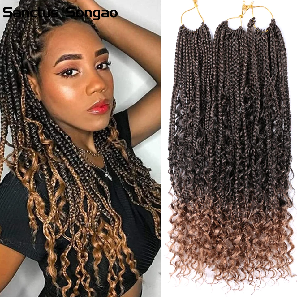 Box Braids Crochet Hair Curly Ends 14 20 Inch Faux Locks Crochet Hair