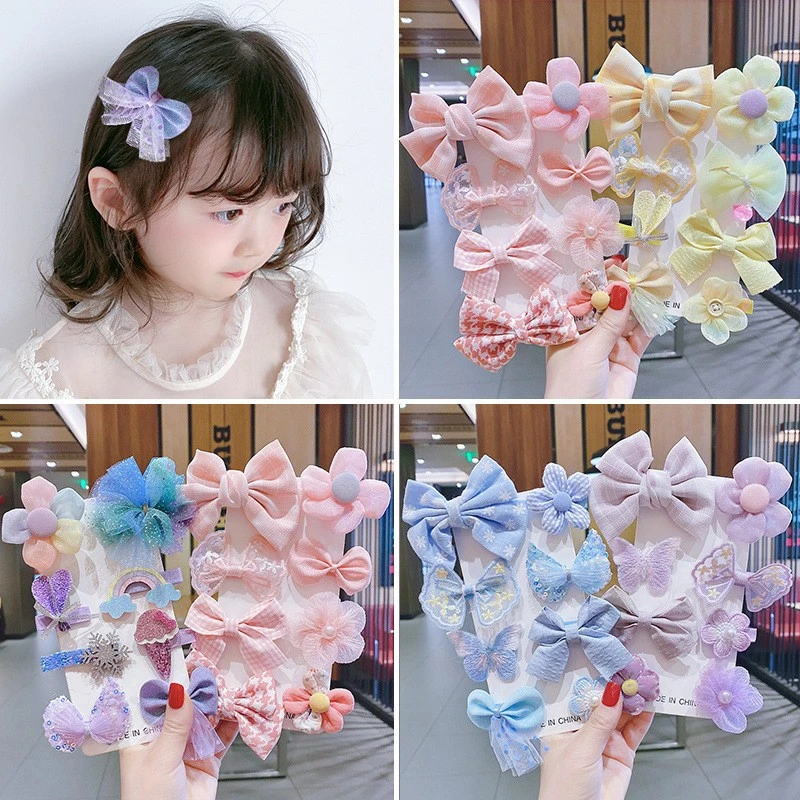 

1 Set Children Cute Cartoon Flower Bows Knot Hairpins Girls Lovely Hair Clips Colorful Kids Hair Bands Hair Accessories Gift New