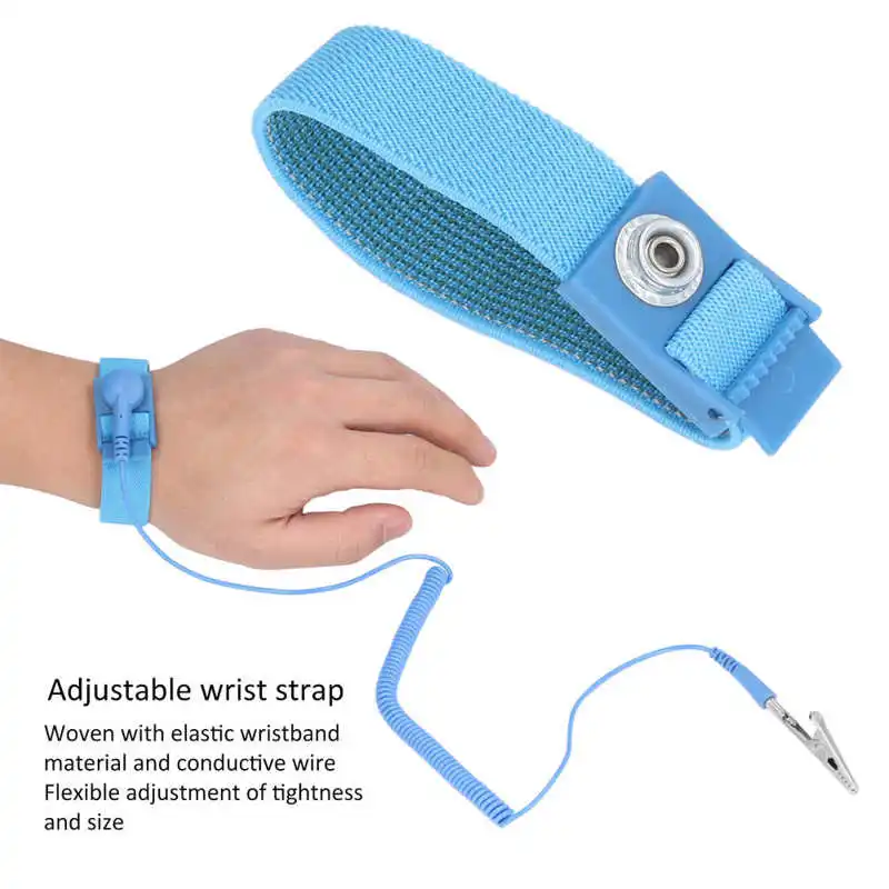 

Static Resistant Wrist Strap Adjustable Reusable ESD Bracelet Wristband for Electronic Equipment Wristband